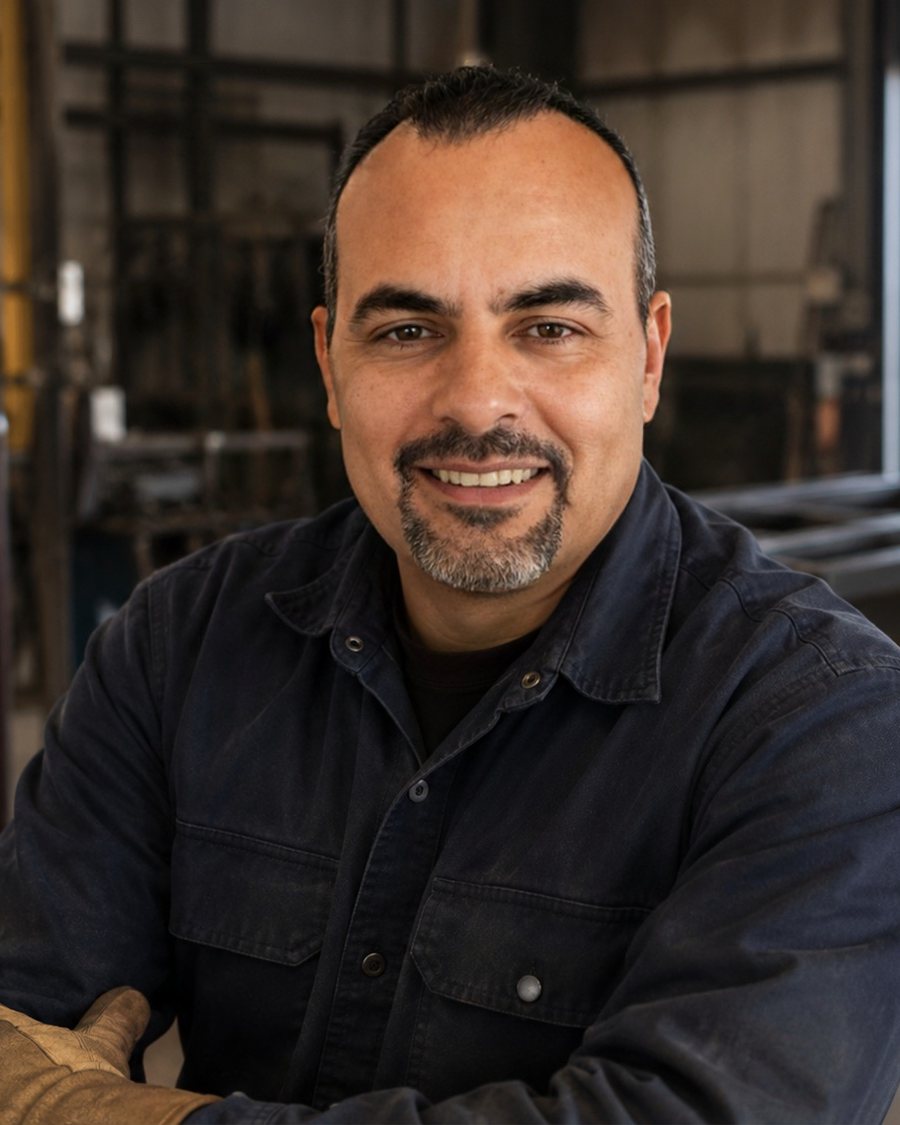 Carlos Alves, owner and operator of Metallic Arts Welding LLC, in the shop